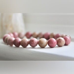Pink Petrified Wood Chakra Balancing Stretchy Energy Bracelet